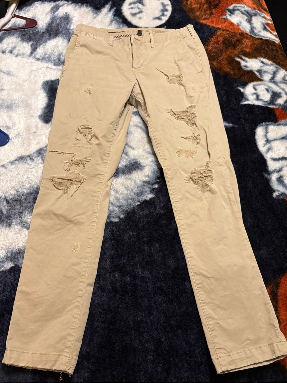 American Eagle Outfitters Slim Straight Distressed Beige Jeans